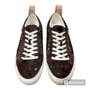 Madewell  Genuine Calf Hair Sidewalk Low-Top Sneakers Painted Leopard Sz 10M